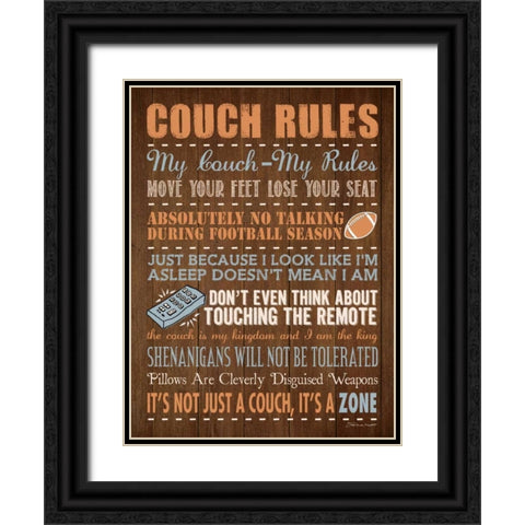 Couch Rules Black Ornate Wood Framed Art Print with Double Matting by Marrott, Stephanie