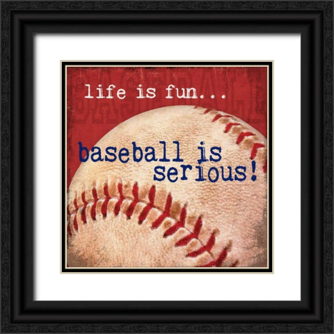 Baseball Black Ornate Wood Framed Art Print with Double Matting by Marrott, Stephanie