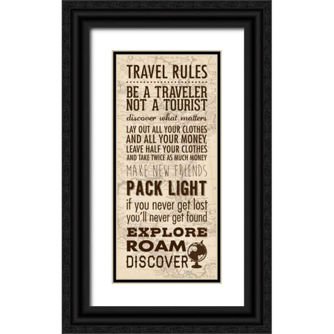Travel Rules Black Ornate Wood Framed Art Print with Double Matting by Marrott, Stephanie