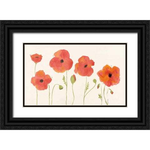 Poppies Black Ornate Wood Framed Art Print with Double Matting by Marrott, Stephanie