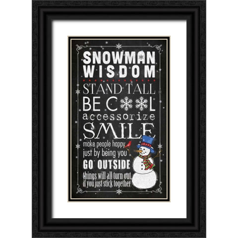 Snowman Wisdom Black Ornate Wood Framed Art Print with Double Matting by Marrott, Stephanie