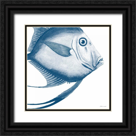 Blue Fish Black Ornate Wood Framed Art Print with Double Matting by Marrott, Stephanie