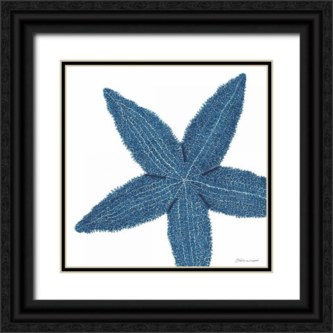 Blue Starfish Black Ornate Wood Framed Art Print with Double Matting by Marrott, Stephanie