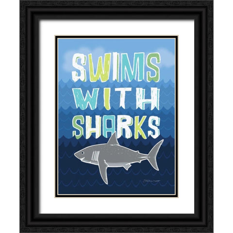 Sharks Black Ornate Wood Framed Art Print with Double Matting by Marrott, Stephanie