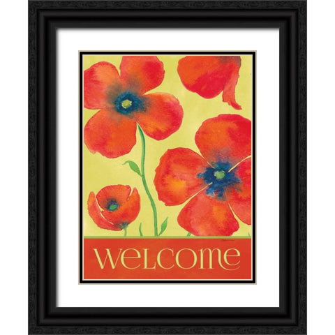 Poppy Welcome Black Ornate Wood Framed Art Print with Double Matting by Marrott, Stephanie