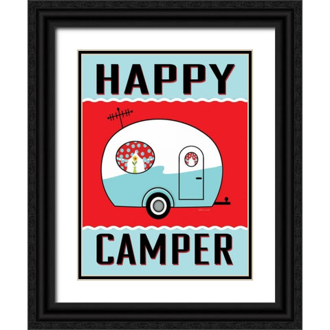 Happy Camper II Black Ornate Wood Framed Art Print with Double Matting by Marrott, Stephanie