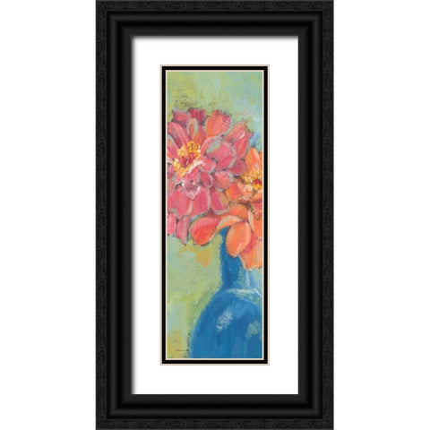 Gerbers in A Blue Vase Black Ornate Wood Framed Art Print with Double Matting by Marrott, Stephanie