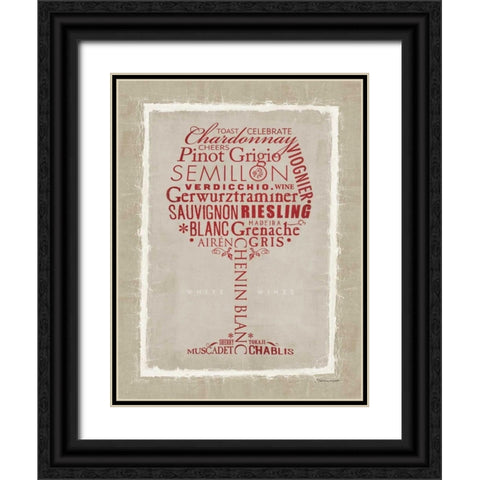 White Wine Black Ornate Wood Framed Art Print with Double Matting by Marrott, Stephanie