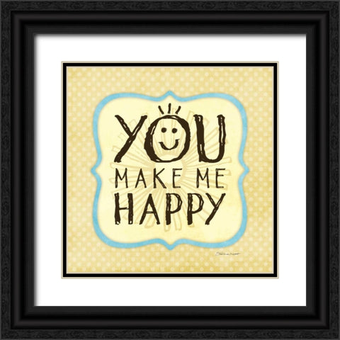 Happy Black Ornate Wood Framed Art Print with Double Matting by Marrott, Stephanie