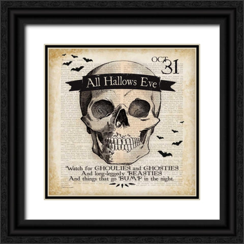 Skull Black Ornate Wood Framed Art Print with Double Matting by Marrott, Stephanie