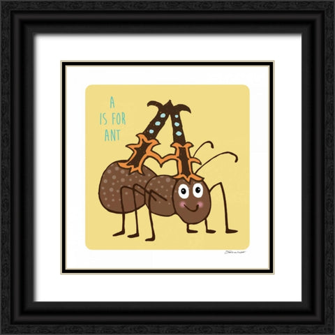 A is For Ant Black Ornate Wood Framed Art Print with Double Matting by Marrott, Stephanie