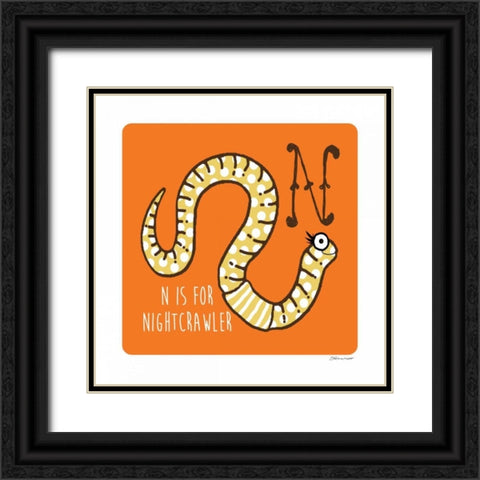 N is For Nightcrawler Black Ornate Wood Framed Art Print with Double Matting by Marrott, Stephanie