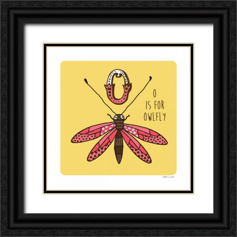 O is For Owl Fly Black Ornate Wood Framed Art Print with Double Matting by Marrott, Stephanie