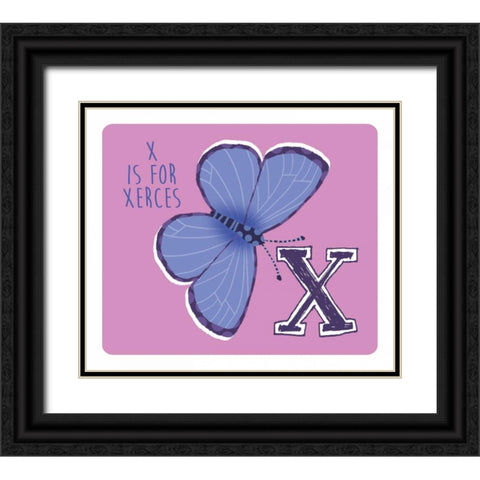 X is For Xerces Black Ornate Wood Framed Art Print with Double Matting by Marrott, Stephanie