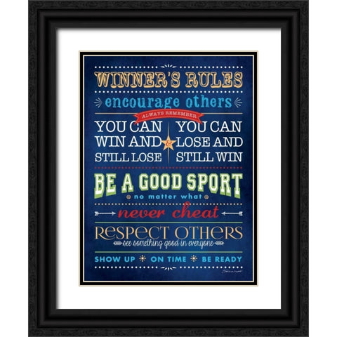 Winning Rules Black Ornate Wood Framed Art Print with Double Matting by Marrott, Stephanie