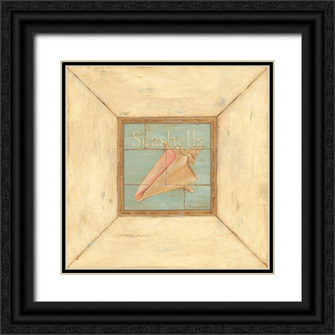 Seashells on Blue Black Ornate Wood Framed Art Print with Double Matting by Marrott, Stephanie
