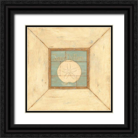 Sand Dollars on Blue Black Ornate Wood Framed Art Print with Double Matting by Marrott, Stephanie