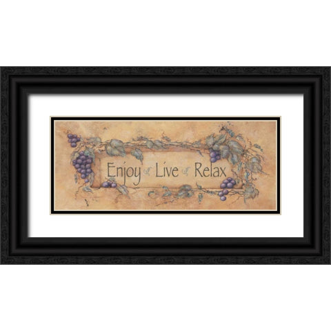 Enjoy Live Relax Black Ornate Wood Framed Art Print with Double Matting by Marrott, Stephanie
