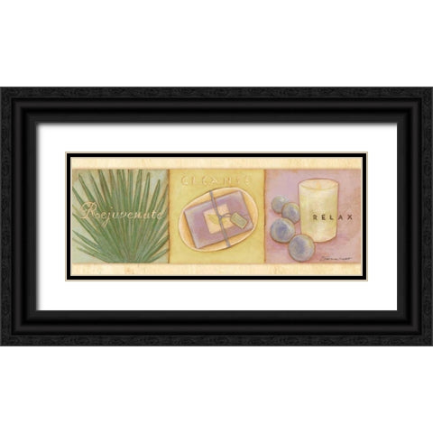 Rejuvenate Cleanse Relax Black Ornate Wood Framed Art Print with Double Matting by Marrott, Stephanie