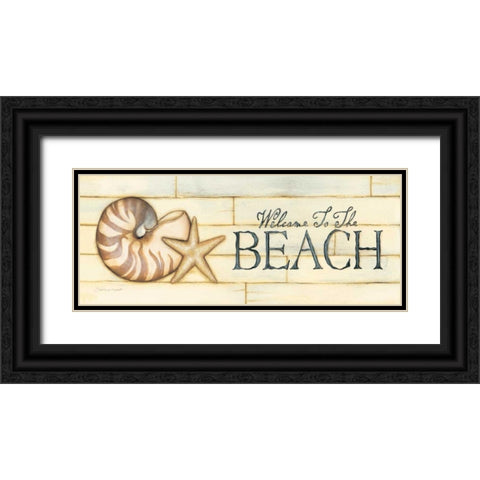 Welcome to the Beach Black Ornate Wood Framed Art Print with Double Matting by Marrott, Stephanie
