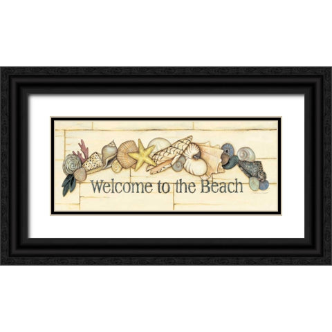 Welcome to the Beach Black Ornate Wood Framed Art Print with Double Matting by Marrott, Stephanie