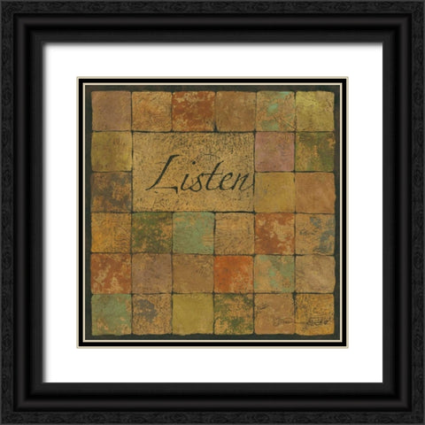 Listen Black Ornate Wood Framed Art Print with Double Matting by Marrott, Stephanie