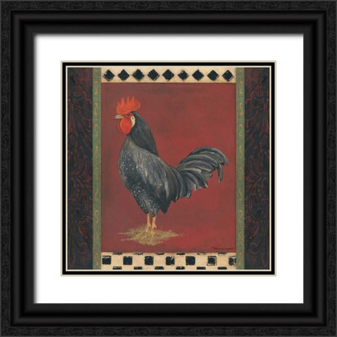 Black Rooster Black Ornate Wood Framed Art Print with Double Matting by Marrott, Stephanie