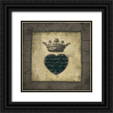Script Heart Black Ornate Wood Framed Art Print with Double Matting by Marrott, Stephanie