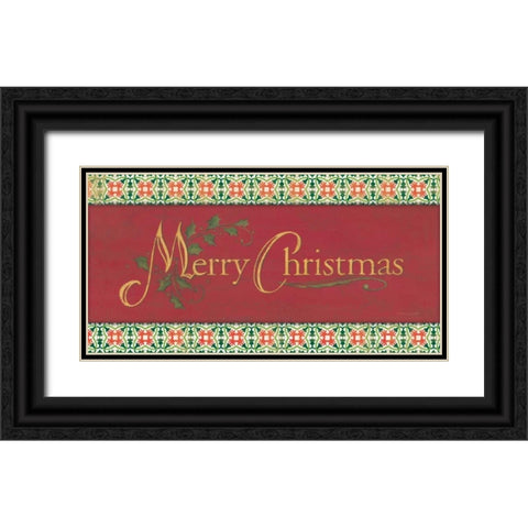 Merry Christmas Black Ornate Wood Framed Art Print with Double Matting by Marrott, Stephanie