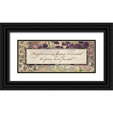 Happiness Is Black Ornate Wood Framed Art Print with Double Matting by Marrott, Stephanie