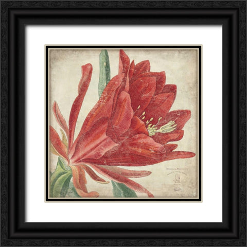 Red Flower Black Ornate Wood Framed Art Print with Double Matting by Marrott, Stephanie