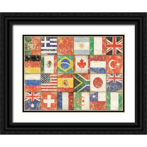 Flags of the World Black Ornate Wood Framed Art Print with Double Matting by Marrott, Stephanie
