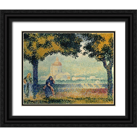 The Church of Santa Maria degli Angely near Assisi Black Ornate Wood Framed Art Print with Double Matting by Cross, Henri Edmond