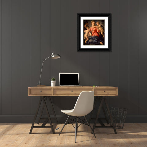The Holy Family Black Ornate Wood Framed Art Print with Double Matting by Bronzino, Agnolo