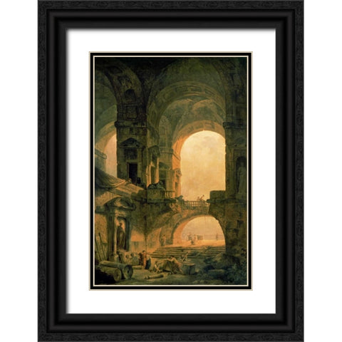 Vaulted Arches Ruin Black Ornate Wood Framed Art Print with Double Matting by Robert, Hubert