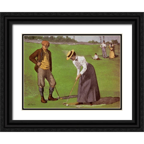 Twosome Black Ornate Wood Framed Art Print with Double Matting by Frost, Arthur Burdett