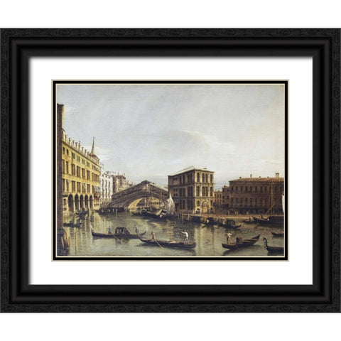 The Grand Canal, Venice Black Ornate Wood Framed Art Print with Double Matting by Bellotto, Bernardo