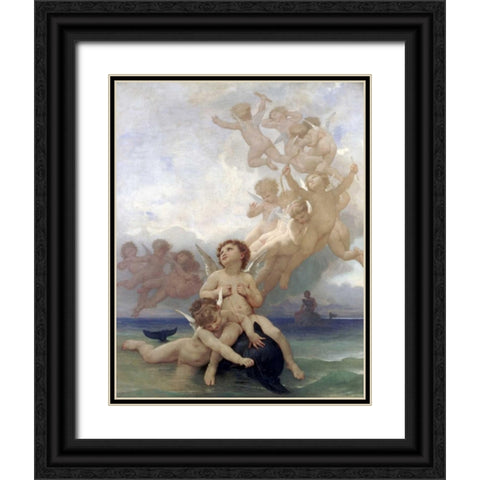 The Birth of Venus Black Ornate Wood Framed Art Print with Double Matting by Bouguereau, William-Adolphe