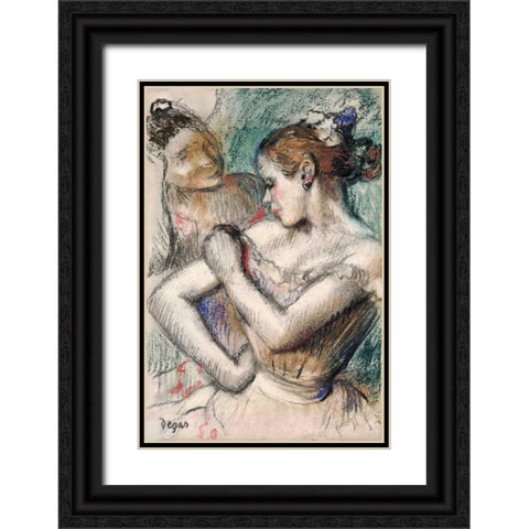 Danseuse Black Ornate Wood Framed Art Print with Double Matting by Degas, Edgar