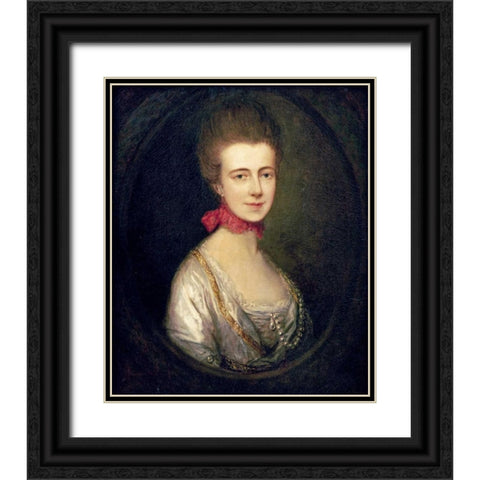 Portrait of Miss Boone Black Ornate Wood Framed Art Print with Double Matting by Gainsborough, Thomas