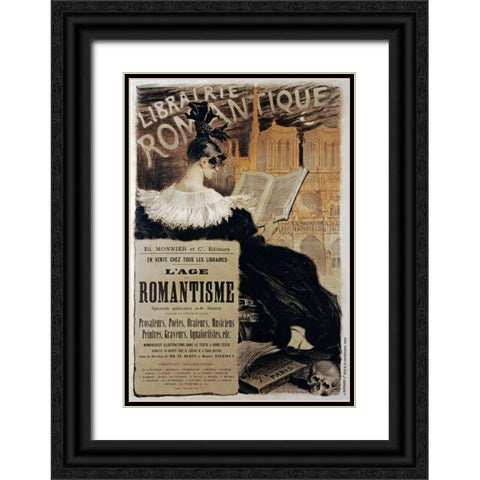 Librairie Romantique Black Ornate Wood Framed Art Print with Double Matting by Grasset, Eugene