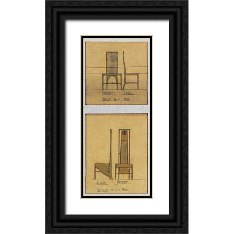 Design For Chairs, 1903 Black Ornate Wood Framed Art Print with Double Matting by Mackintosh, Charles Rennie