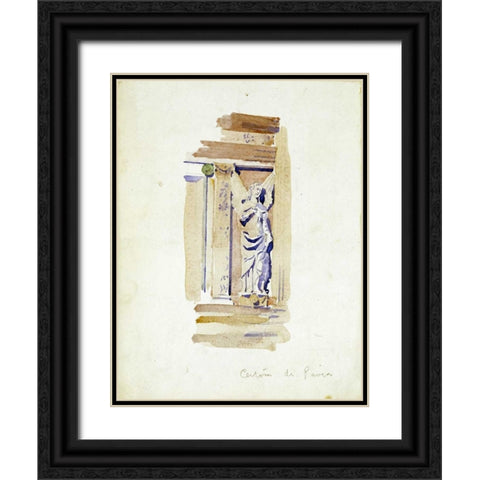 Study of an Angel Statue Black Ornate Wood Framed Art Print with Double Matting by Mackintosh, Charles Rennie