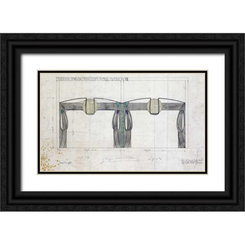 Design For An Exhibition Black Ornate Wood Framed Art Print with Double Matting by Mackintosh, Charles Rennie
