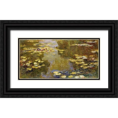 The Lily Pond Black Ornate Wood Framed Art Print with Double Matting by Monet, Claude