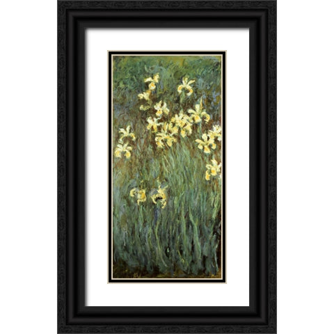 Iris jaunes Black Ornate Wood Framed Art Print with Double Matting by Monet, Claude