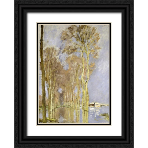 Inondation Black Ornate Wood Framed Art Print with Double Matting by Monet, Claude