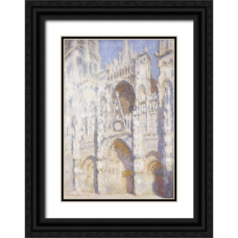 Rouen Cathedral in the Afternoon - The Gate in Full Sun Black Ornate Wood Framed Art Print with Double Matting by Monet, Claude