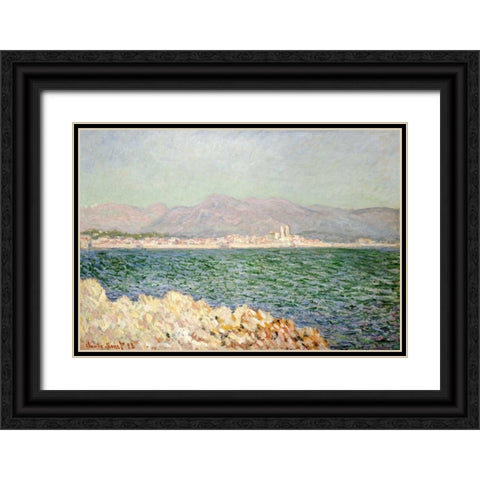Golfe dAntibes Black Ornate Wood Framed Art Print with Double Matting by Monet, Claude