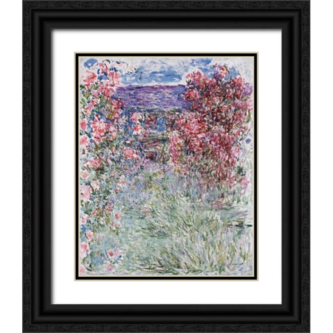 The House in the Roses Black Ornate Wood Framed Art Print with Double Matting by Monet, Claude